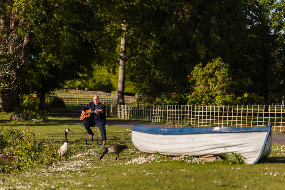 Acoustic guitar at a barn wedding venue in Worcestershire